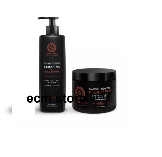 Kit Soin Capillaire Kera Queen's - Acide Hyaluronique & Biotine (Shampoing, Masque, Sérum) - 500ml