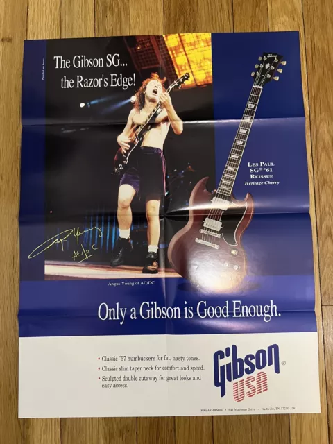 Vintage Gibson USA Promo Poster ANGUS YOUNG  - AC/DC - SG Collection 1993 18x24