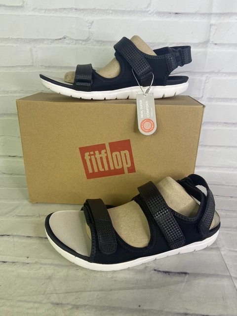 Fitflop Neoflex Back Strap Sandals Lightweight Black Mix Womens Shoe Size 6 NEW