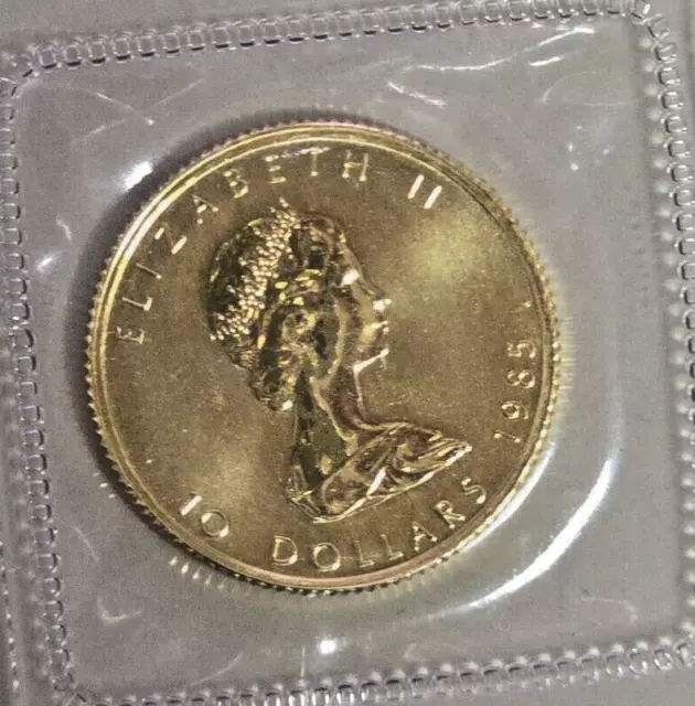 Canada 10 Dollars 1985 Maple leaf 1/4 Oz. - Elizabeth II Gold UNC (Uncirculated)