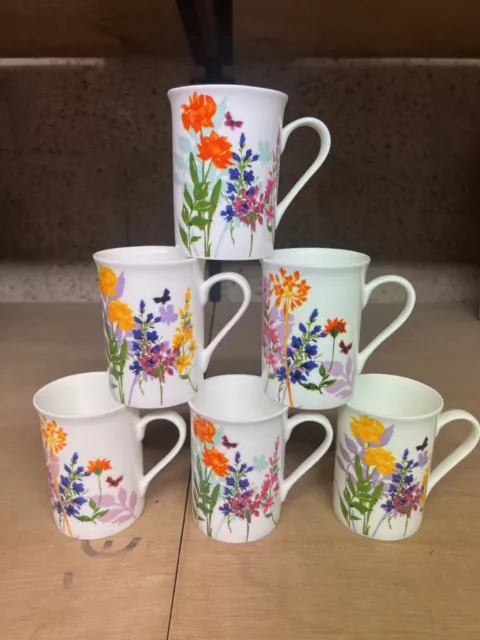 Panama Meadow Fresh Set of 6 Fine Bone China Mugs