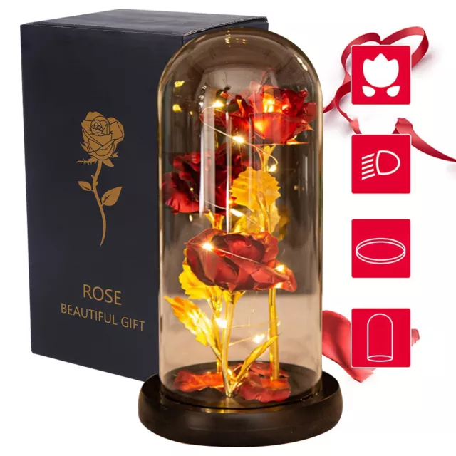 LED Ewige Rose im Glas für Frauen Muttertagsgeschenk Ewige Rose Ornament Rose