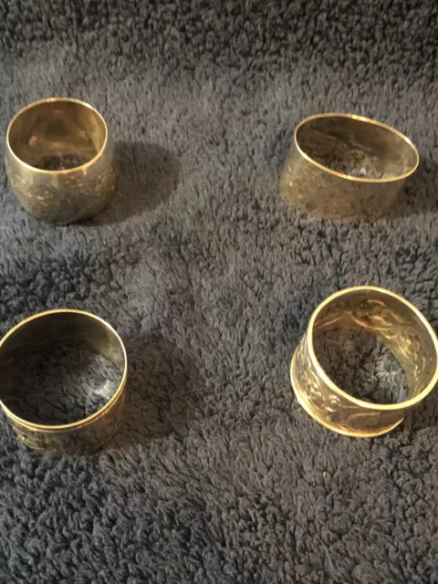 4 Solid Silver Napkin Rings (London Assayed)