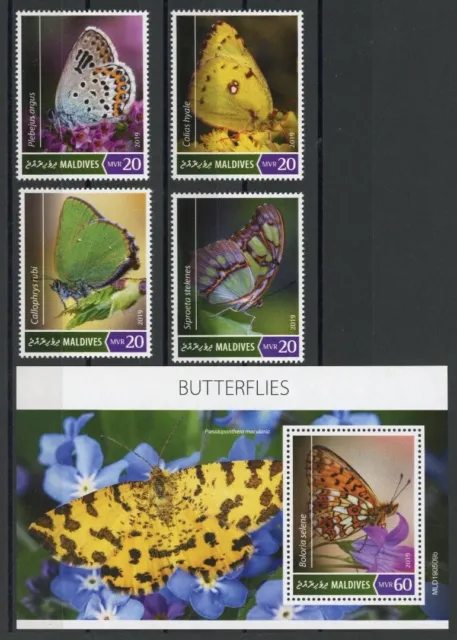 Malediven Einzelmarken 8234-8237 + Bl. 1312 postfrisch Schmetterling #HF409