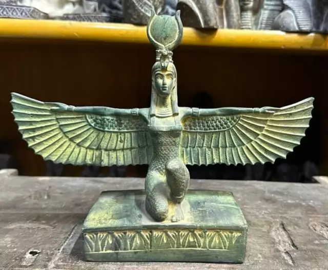 RARE ANCIENT EGYPTIAN ANTIQUES Statue Goddess Isis With Open Wings Pharaonic BC