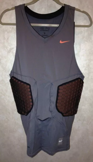 NIKE Pro Combat Deflex Padded Grey Ora Basketball Compression Shirt Tank Mens XL