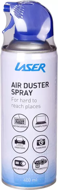 Laser Clean Range Air Duster 400Ml for Computer Cleaning, PC, Laptop, Console, E