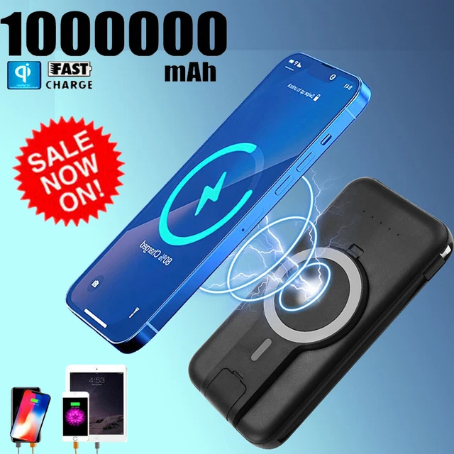 External Battery Charger 1000000mAh Portable Power Bank Built-in USB For Phone