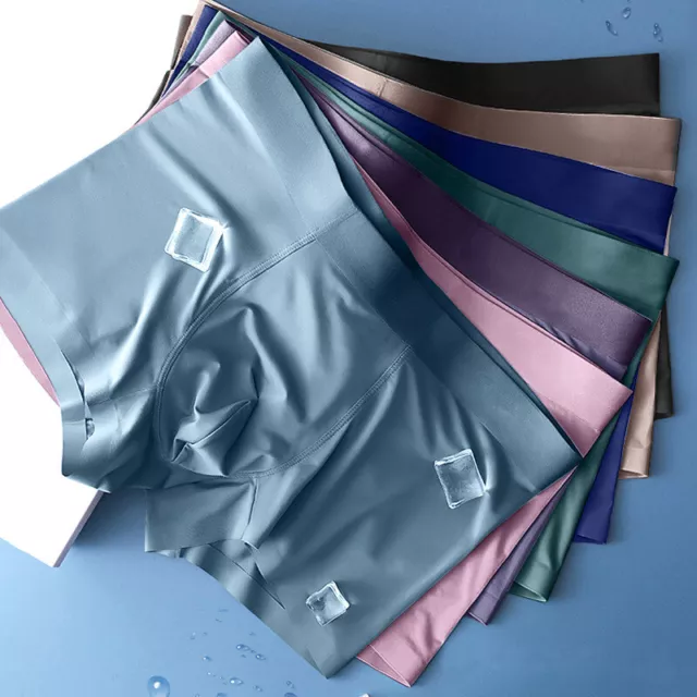 Men Ice Silk Briefs Seamless Comfy Boxer Shorts Bulge Pouch Underpants Underwear