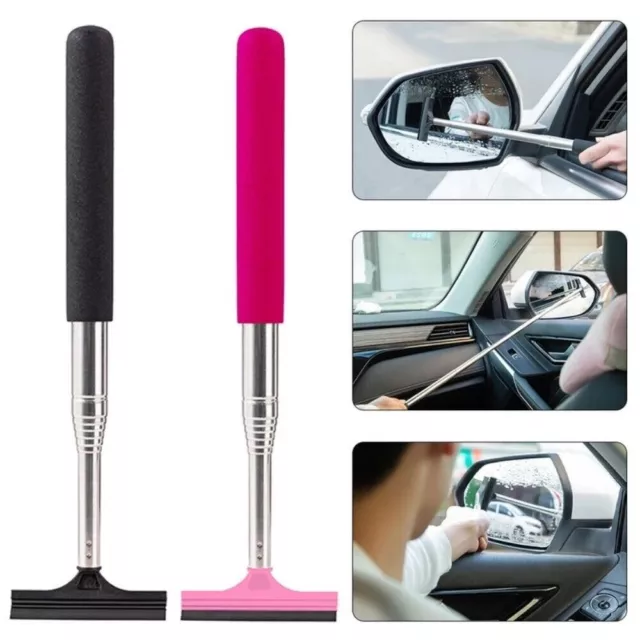 CAR SIDE MIRROR Squeegee Portable with Telescopic Long Rod