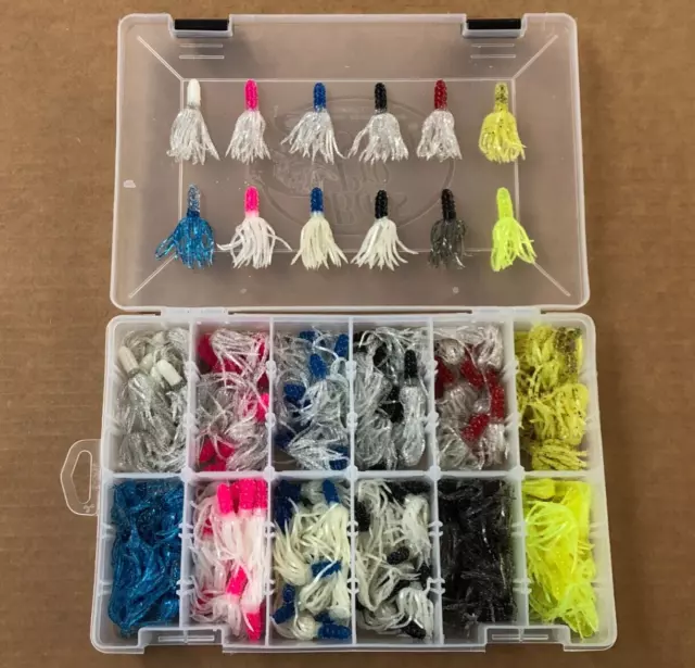 2 SOLID BODY Flared Skirt Crappie Tube Jigs, 100 pack, Choose Color, USA  Made $12.95 - PicClick