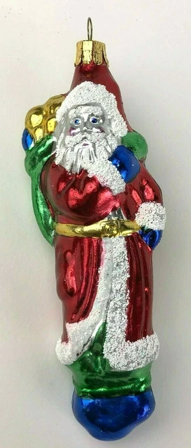 Santa with Bag of Gifts Ornament Christmas Tree 5 1/2" H Colorful Holiday Decor