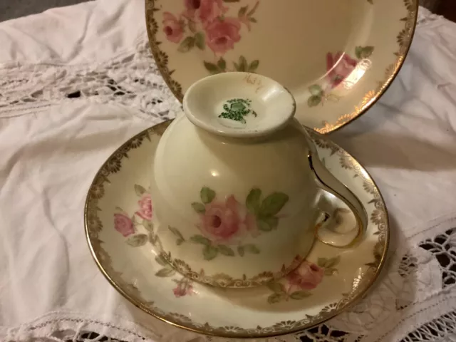 Vintage SALISBURY trio Cup Saucer Plate Bone China ENGLAND pink Florals 3