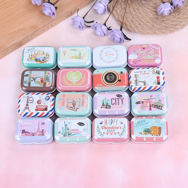 Mini Tin Trinket Jewelry Coin Box Tinplate Storage Case Small Rectangular~.jh