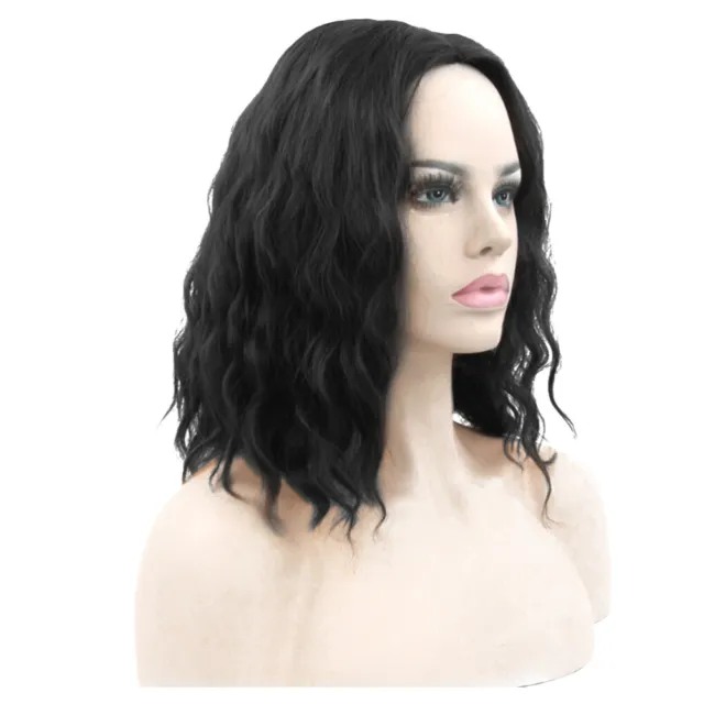 Women Wig Cosplay Synthetic Hair Wig Accessories Black Short Curve Wigs