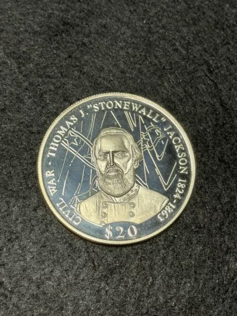 2000 Republic of Liberia .999 20g Stonewall Jackson $20 Dollar Coin