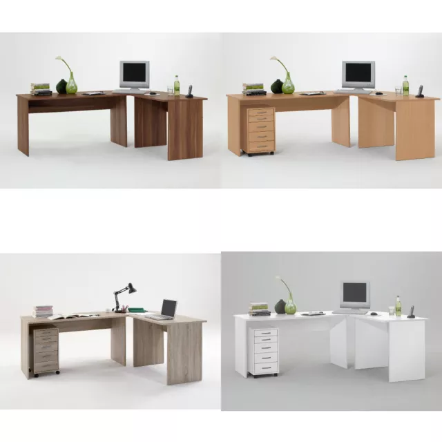 Till Large Corner Flat-Pack Computer Desk Walnut Beech Oak White