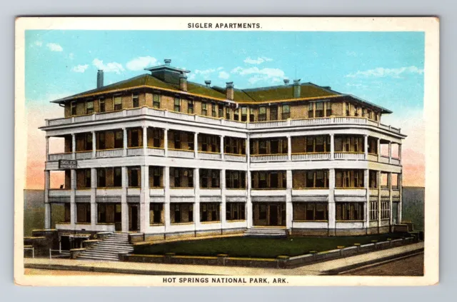 Hot Springs AR-Arkansas, Sigler Apartments, Antique, Vintage Souvenir Postcard