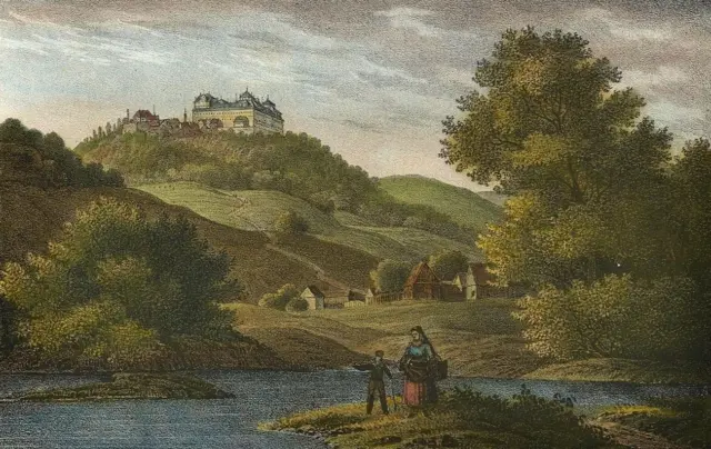 AUGUSTUSBURG - Schlossansicht - Saxonia - kol. Lithographie um 1840