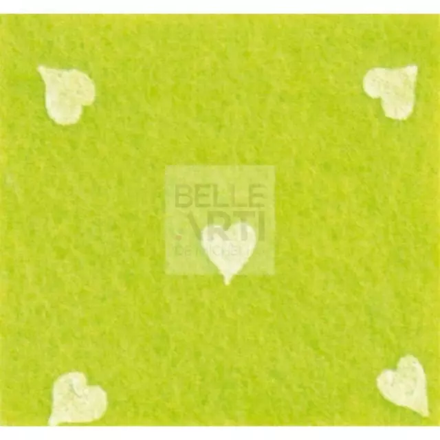 Panno Lenci 1 Mm 30X40 Cm Verde Pistacchio/Bianco Cuori
