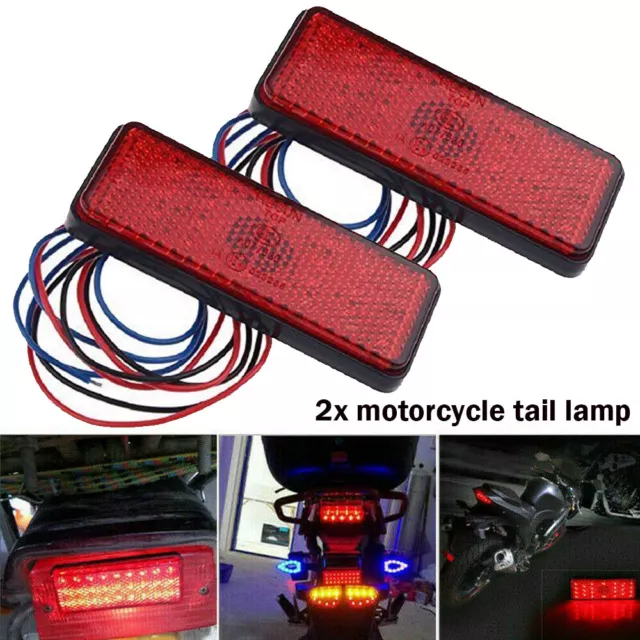 2x Motorrad Red Bremsen Rücklicht Bremsleuchte LKW RV ATV 24 LED-Platz Universal