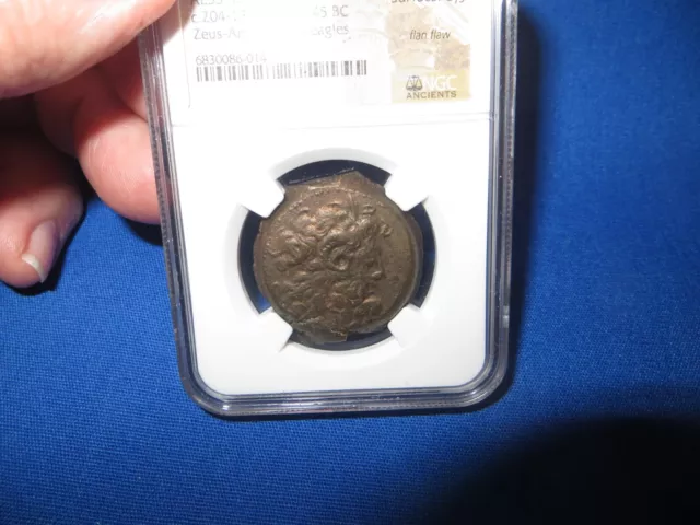 Ancient Greek Ptolemaic Kingdom Coin NGC Choice VF 204 BC Zeus 2 Eagles AE33 23g