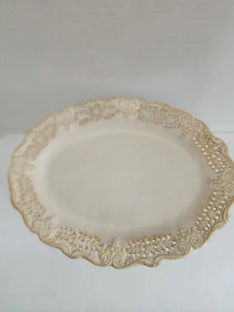 I. Godinger & Co. Cream Lace Platter 7" x 10" Vintage Lattice