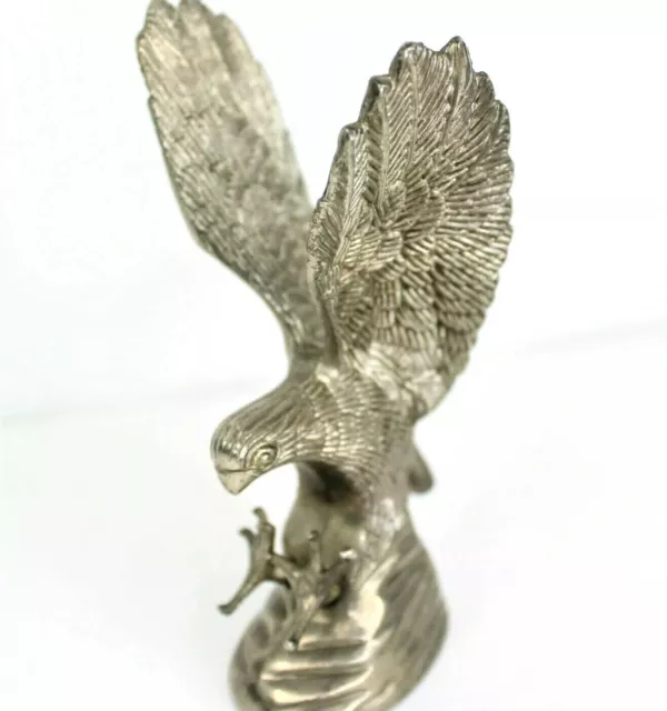 Vintage Hampshire Genuine Solid Metal Silver Plated Eagle Sculpture With Talons