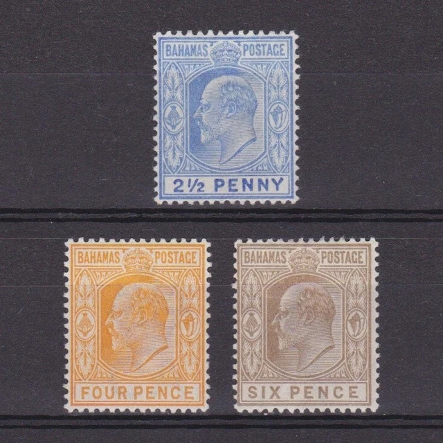 BAHAMAS 1902, SG# 63-64, 66, CV £36, Wmk Crown CA, KEVII, MH