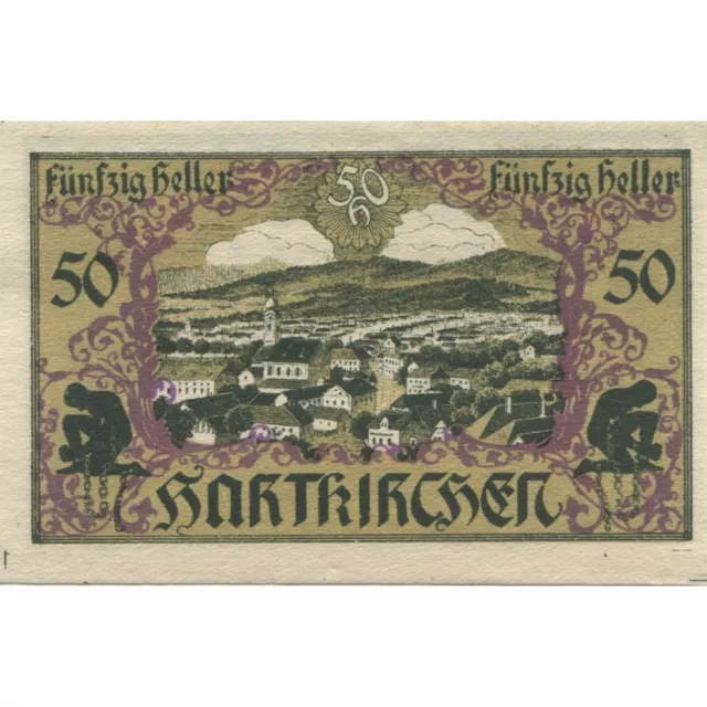 [#282136] Banknote, Austria, Hartkirchen, 50 Heller, paysage 1920, UNC, Mehl