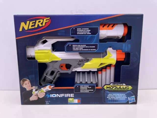 Nerf N-Strike Modulus Ionfire inc 4 Darts Blaster Barrel Extension Toy Ages 8+