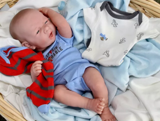 AWW! BABY BOY "Captain"! Preemie Life Like Reborn Pacifier Doll + Extras