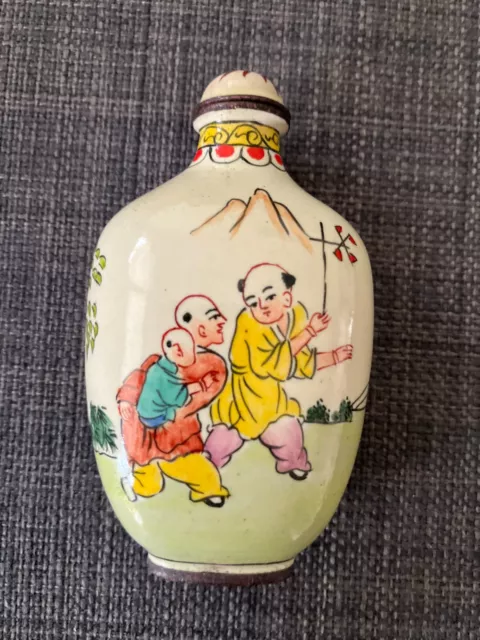 schöne alte chinesische snuff bottle, Emaille, signiert
