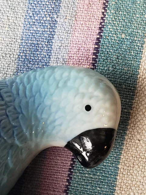 Parrot Statue Hues of Blues with red fruit.Jimmy Buffet fans.