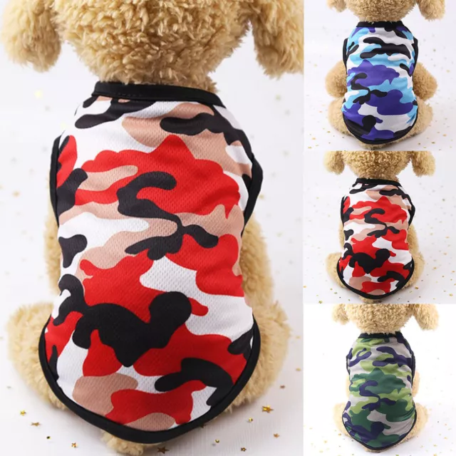 Animal Chat Petit Chien Camouflage T-Shirts Vêtements pour Chiot Chihuahua Été 》