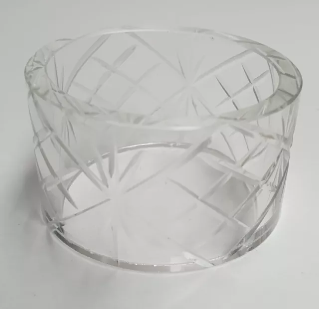 Cut Glass Round Napkin / Serviette Ring Cut Crystal 5cm Wide 5cm Tall 3cm Deep