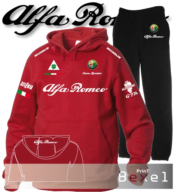 Tuta Felpa Hoodie Neutra Printed Alfa Romeo Cuore Sportivo 3 Alfissimo Polo R/N