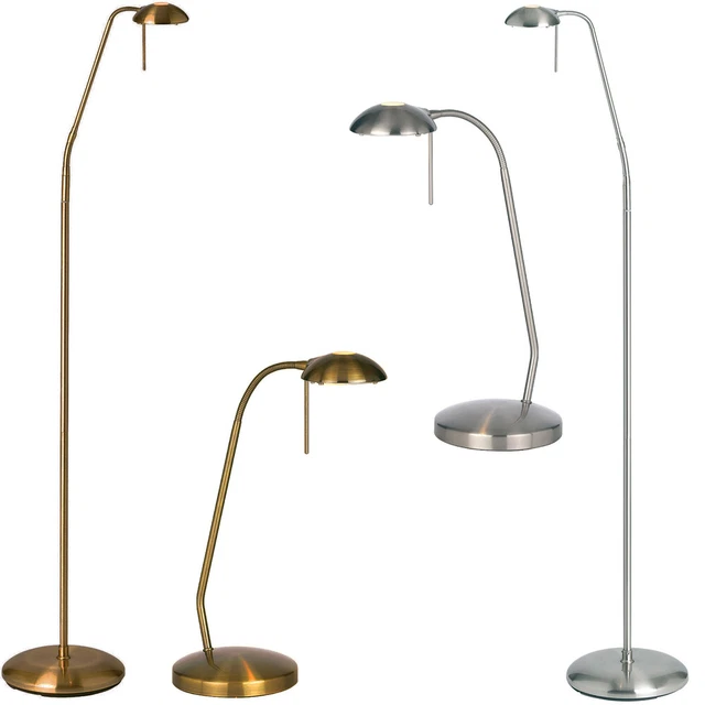 Matching Adjustable Lamp Sets CHROME OR BRASS Table & Floor Gooseneck Lights