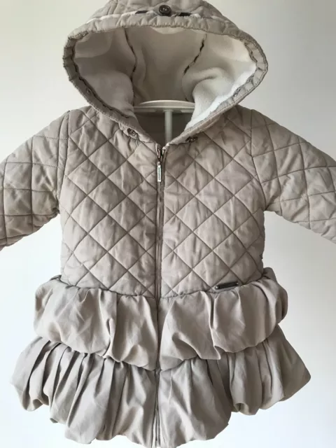 Burberry jacket baby girl 9-12 months cream beige hooded frill coat excellent