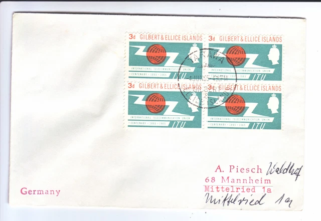 GILBERT & ELLICE ISLANDS   Brief  cover  lettre  1965  UIT