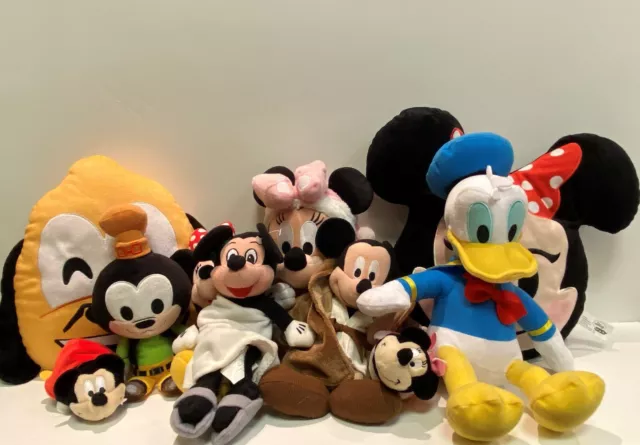 Lot of 10 Disney Plush Toys Goofy Donald Duck Mickey Mouse Minnie Mouse