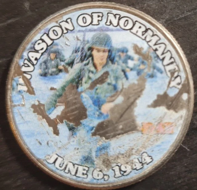 Jfk Half Dollar - Hologram Image Of D-Day Invasion - Wwii Memorabilia