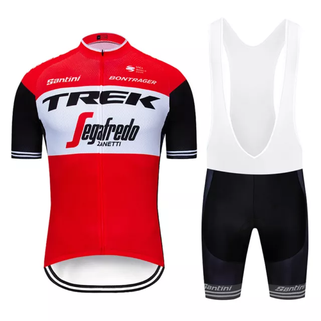 Trek Team Cycling Kit Bike Clothing Short Sleeve Jersey Padded Gel Bib Shorts