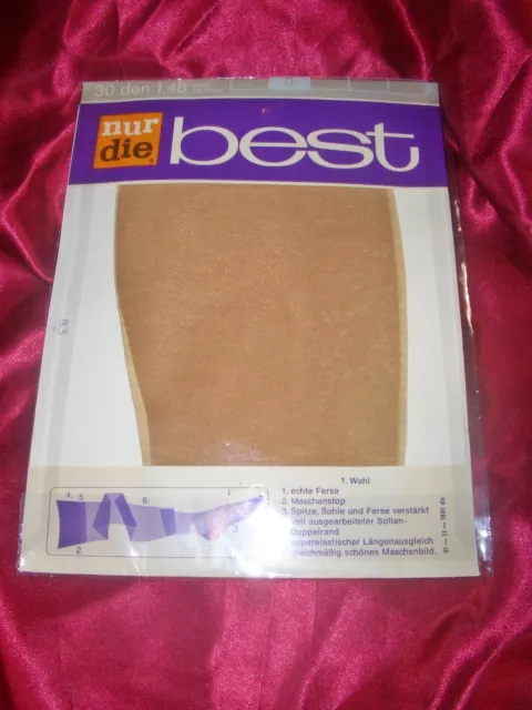 RAR Vintage echte NYLONS Nylonstrümpfe Gr. 9 braun 83 cm Perlonstrümpfe OVP