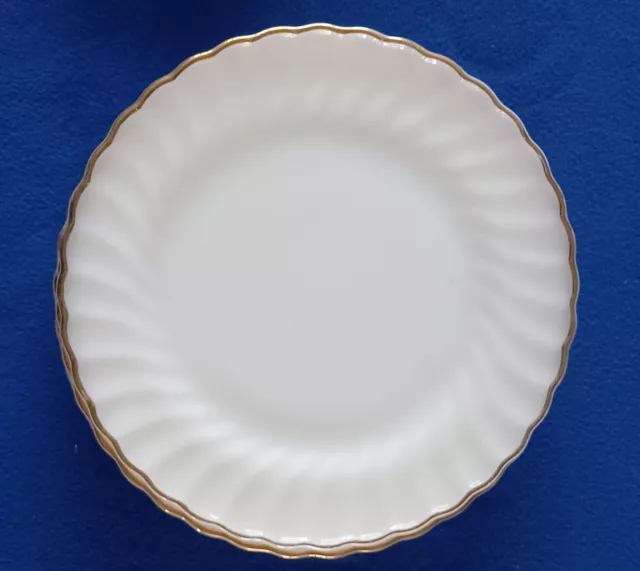 Vintage Anchor Hocking Fire King Milk Glass 22k Gold Rim Dinner Plates Set Of 6