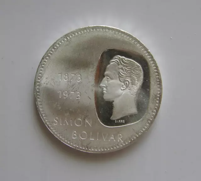 Venezuela UNC Coin  "Doblon" 10 Bolivares Bs 1973 Silver .900, 39mm, 30gr., Y#45