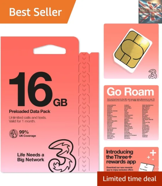 16GB Pay As You Go SIM - Unlimited Calls, Texts & Data - 5G Ready