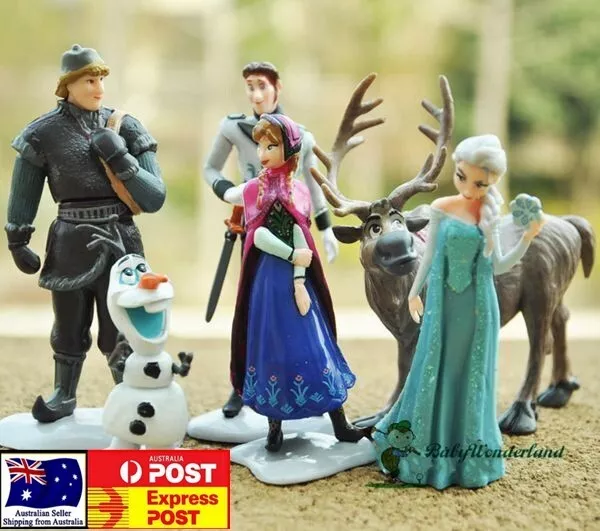 6 Pcs Frozen Elsa Anna Olaf Sven Dol Loose Figurine Figure Cake Topper Toy Set