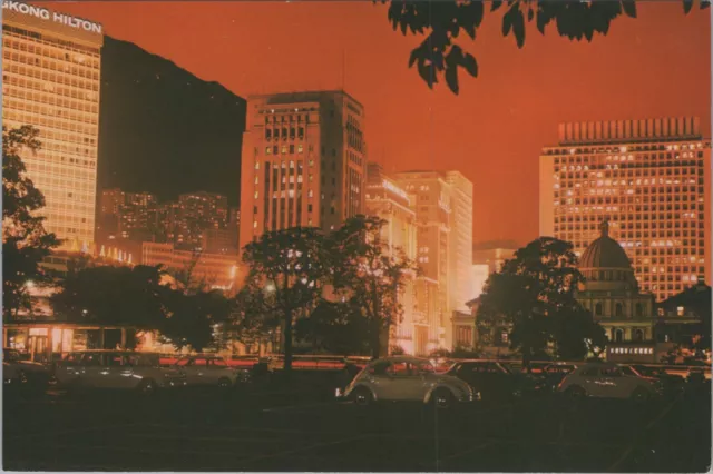 Hong Kong c1960-70's Bank District Night Scene Skyscrapers UNP B4052.40 MR ALE