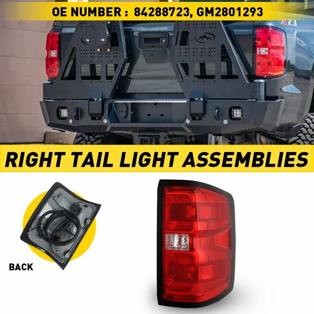 Right Side Red Lens Tail Light Brake Lamp For 14-19 Silverado W/ Wiring Harness
